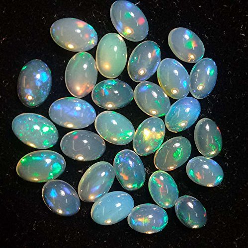 GEMS-WORLD BEADS GEMSTONE 10 PIECE 6X4 MM NATURAL ETHIOPIAN WELO FIRE OPAL OVAL SHAPE CABOCHON'S ##DDL41A1