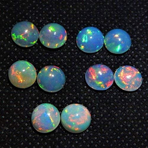 GEMS-WORLD BEADS GEMSTONE 4.5 MM 10 PIECE NATURAL ETHIOPIAN WELO FIRE OPAL CABOCHON'S