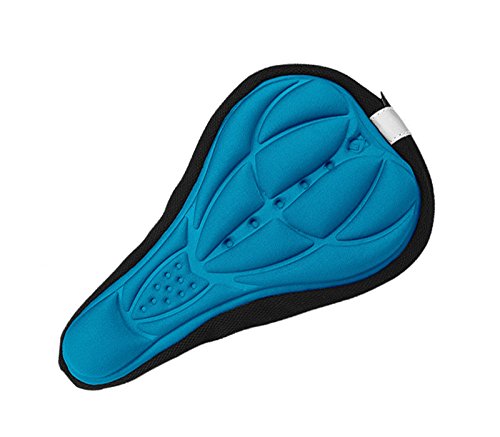 Generic ciclismo 3d silicona Gel grueso suave cojín bicicleta de montaña sillín de bicicleta asiento Pad 4 colores opcionales, azul