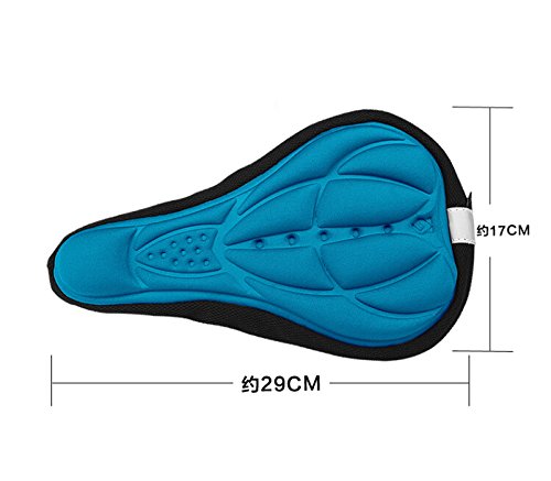 Generic ciclismo 3d silicona Gel grueso suave cojín bicicleta de montaña sillín de bicicleta asiento Pad 4 colores opcionales, azul