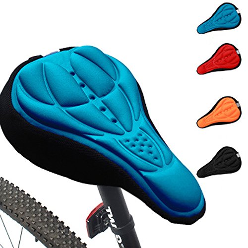 Generic ciclismo 3d silicona Gel grueso suave cojín bicicleta de montaña sillín de bicicleta asiento Pad 4 colores opcionales, azul