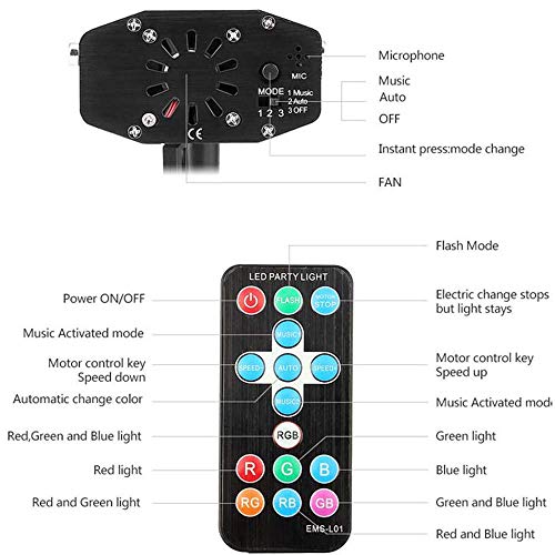 GENGJ-lampe Mini luz de Discoteca, luz de Escenario LED Que Cambia de Color, Efecto de Onda de Agua, con Sonido controlado a Distancia, Discoteca KTV Club Fiesta Entertainment