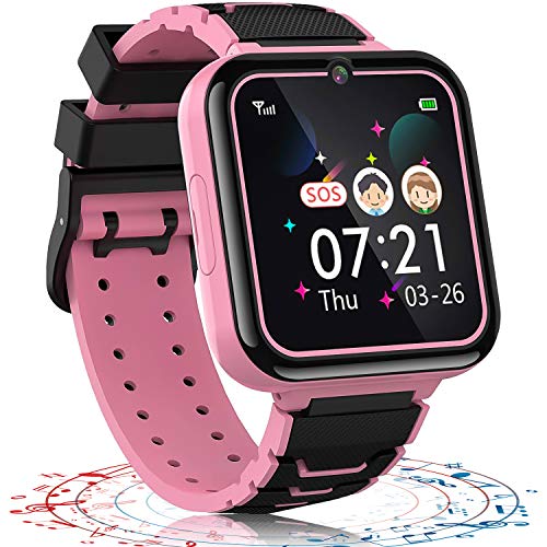 Genrics Reloj Inteligente niño, Smartwatch para Niños SOS Teléfono Música Cámara 7 Juegos para 3-12 Niño y Niña Regalo de cumpleaños, Soporta 4G/2G Tarjetas Micro SIM(Rosa)