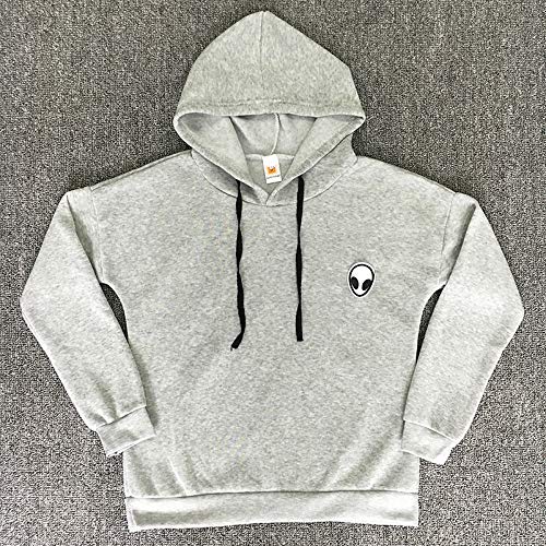 GERPY Casual Alien Print Harajuku Mujeres Sudaderas con Capucha Sudaderas con Capucha Larga Algodón Pullover Femme Solid Plus Taille Flat Cut E