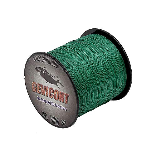 GEVICONT - Sedal de Pesca Trenzada (2000 m, 10 Colores, 4 Hilos, 2,7 kg - 100 Libras, Polietileno), Verde, 2187Yds(2000m)-40lb(18.1kg)-0.32mm