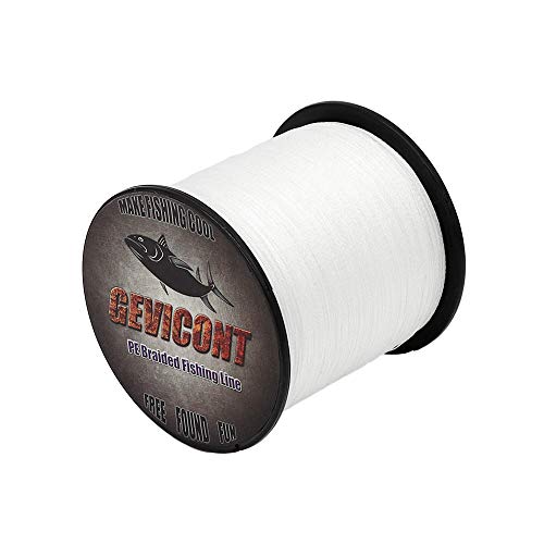 GEVICONT - Sedal de Pesca Trenzada de Polietileno de 100 m, 4 hebras, 10 Libras, 100 Libras, multifilamento, para Pesca de Carpas, para Todas Las pescas, Blanco, 109Yds(100m)-30lb(13.6kg)-0.28mm