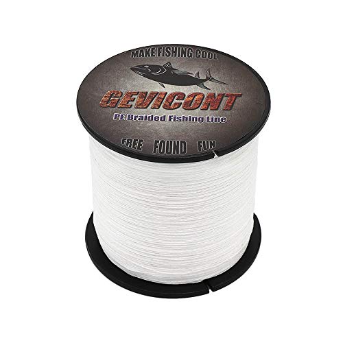 GEVICONT - Sedal de Pesca Trenzada de Polietileno de 100 m, 4 hebras, 10 Libras, 100 Libras, multifilamento, para Pesca de Carpas, para Todas Las pescas, Blanco, 109Yds(100m)-30lb(13.6kg)-0.28mm