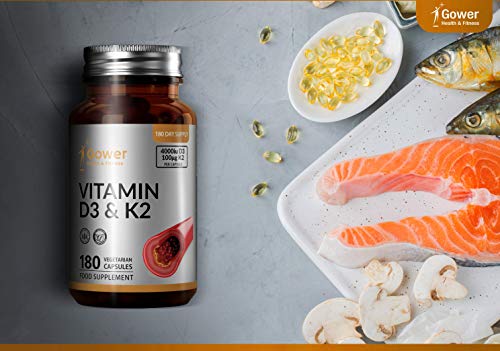 GH Vitamina D3 (4000iu) y Vitamina K2 (100μg) Capsulas | 180 Cápsulas Vegetariano de Alta Resistencia | Para la Resistencia Ósea, Corazón Sano y el Apoyo Inmunitario | Sin OGM, Gluten o Lácteos