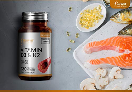 GH Vitamina D3 (4000iu) y Vitamina K2 (100μg) Capsulas | 180 Cápsulas Vegetariano de Alta Resistencia | Para la Resistencia Ósea, Corazón Sano y el Apoyo Inmunitario | Sin OGM, Gluten o Lácteos