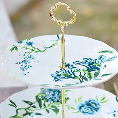 GHJA Soporte para Pasteles de cerámica de 2 Capas, Soporte para meriendas para el té de la Tarde, Plato para Pasteles, Plato para Frutas, decoración y presentación de Pasteles para Bodas y Cumple