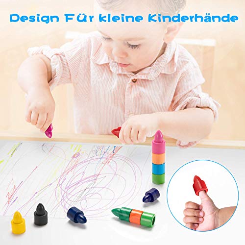 Gibot Lápices de Colores para niños pequeños de 16 Colores, crayones para niños pequeños plastidecor no tóxicos Impermeables apilables para Juguetes Bebes niños 1 año