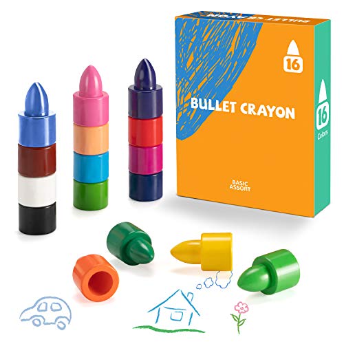 Gibot Lápices de Colores para niños pequeños de 16 Colores, crayones para niños pequeños plastidecor no tóxicos Impermeables apilables para Juguetes Bebes niños 1 año