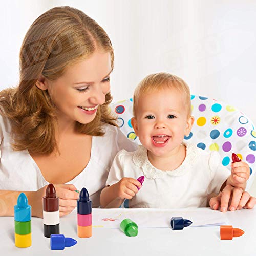 Gibot Lápices de Colores para niños pequeños de 16 Colores, crayones para niños pequeños plastidecor no tóxicos Impermeables apilables para Juguetes Bebes niños 1 año