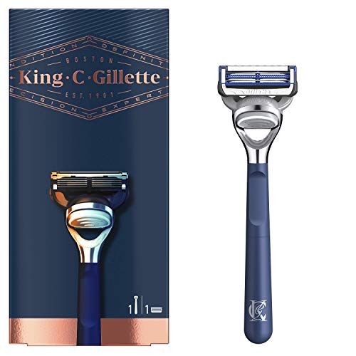 Gillette King C. Máquina para Afeitar El Cuello Para Hombre Mango + 1 Recambio, Con Las Mejores Hojas De Acero Inoxidable + Gillette King C. Bálsamo Suave Para Barba Para Hombre, 100 ml