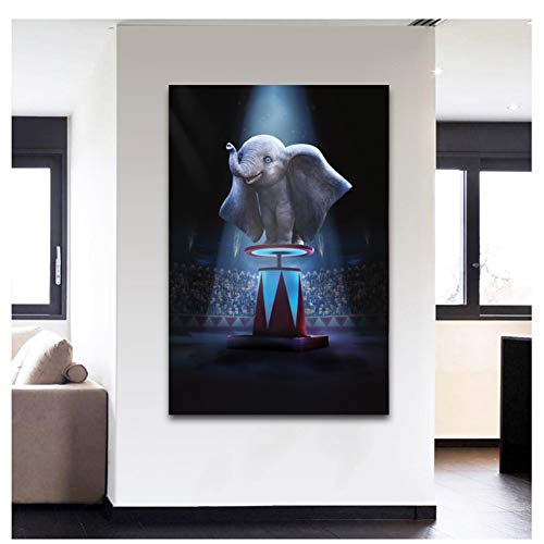 GIRDSS Movie Elephant Circus Fantasy Wall Art Carteles e Impresiones Lienzo Pinturas enmarcadas para la decoración de la habitación-50X90cm sin Marco
