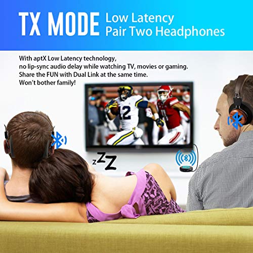 Giveet Bluetooth V5.0 Transmisor y Receptor con aptX Low Latency, Adaptador Inalámbrico de Transmisión de Audio Bluetooth para TV,PS4,Xbox,PC,Auriculares,Altavoz Estéreo de Coche con Sonido
