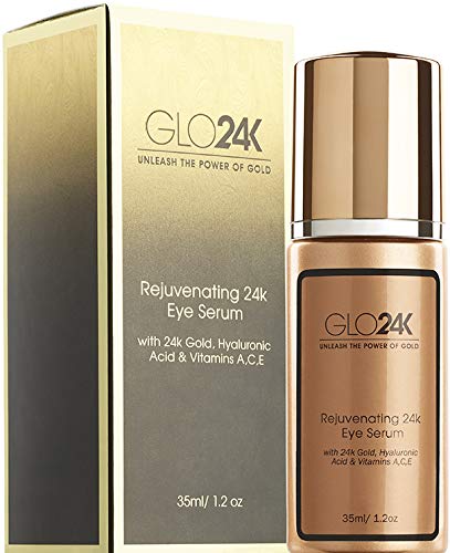 GLO24K Eye Serum con 24k de oro, fórmula antienvejecimiento con vitaminas y ácido hialurónico