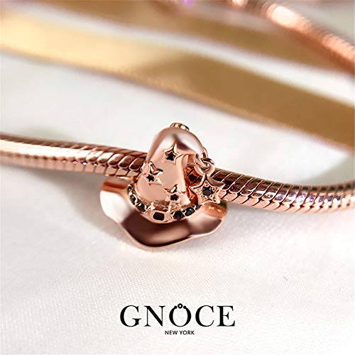 GNOCE Magic Witch Hat Charm Bead chapado en oro rosa con plata de ley 925 negro Cz Poderes mágicos encantos ajuste pulseras collar Halloween encanto regalo para niños