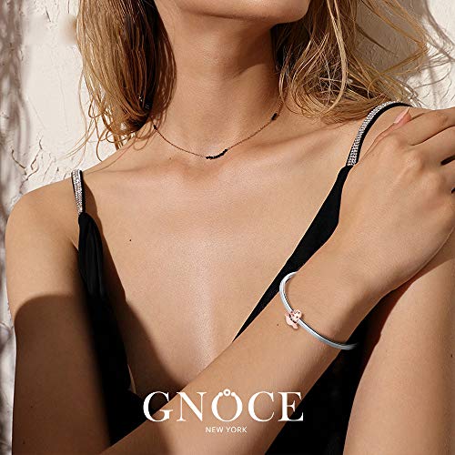 GNOCE Magic Witch Hat Charm Bead chapado en oro rosa con plata de ley 925 negro Cz Poderes mágicos encantos ajuste pulseras collar Halloween encanto regalo para niños