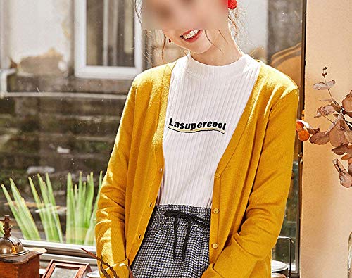 GO-SAMSARA Cardigan Cárdigan de Punto para Mujer, de Primavera, Simple y Liso, con Parte Inferior Recta, suéter de Moda para Mujer