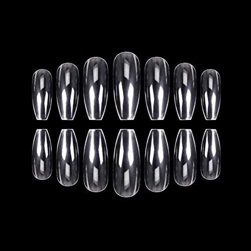 Gobesty Puntas de uñas postizas, 500 piezas natural Cubierta completa Forma de ataúd Transparente Estilo francés Acrílico Uñas postizas artificiales para salones de bailarina y manicura de uñas DIY