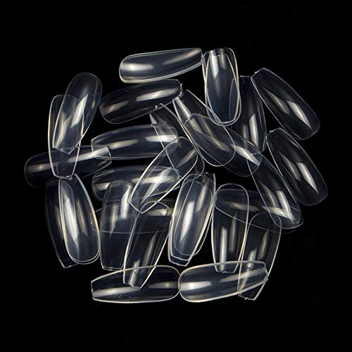 Gobesty Puntas de uñas postizas, 500 piezas natural Cubierta completa Forma de ataúd Transparente Estilo francés Acrílico Uñas postizas artificiales para salones de bailarina y manicura de uñas DIY