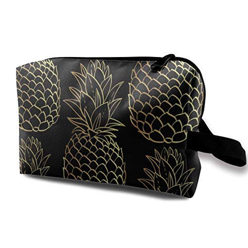 Gold Pineapple Black Storage Bag Travel Receive Bag Make-up Receive Bag