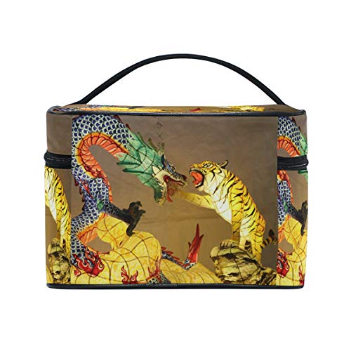 Golden Dragon Tiger King Bolsa Mochila de Maquillaje Almacenamiento Organizador de Cosméticos Portátil Estuche para Mujeres Señoras Niñas