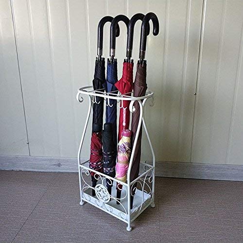 Golden_flower Estante para Almacenamiento de Sombrillas Estante para Sombrillas Iron Art Hotel Lobby Parrilla para Paraguas Estante de Pie Hogar Plegable Hogar Paraguas Cubo Estante Cuadrado, Blan