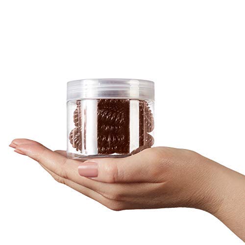 Gomas del Pelo en Espiral de All Glown Up - Traceless, Anillo Elástico Para el Cabello con Cable Telefónico - 1 Paquete de 12 Unidades (Brown)