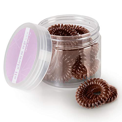 Gomas del Pelo en Espiral de All Glown Up - Traceless, Anillo Elástico Para el Cabello con Cable Telefónico - 1 Paquete de 12 Unidades (Brown)