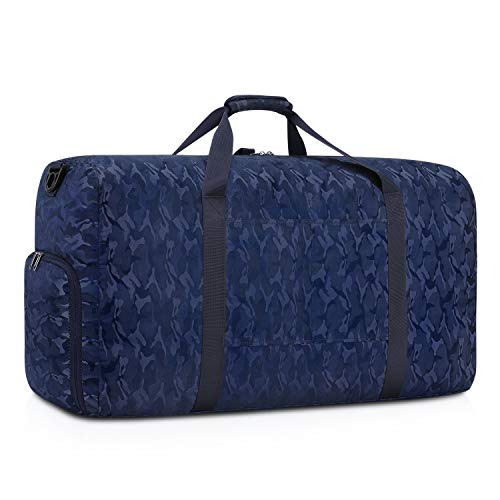 Gonex Bolsa de Viaje 80L, Plegable Ligero Bolso Equipaje Maleta Grande Bolsas Deportes Gimnasio Maletas de Mano Impermeable Duffel Travel Bag para Hombres y Mujeres Fin de Semana (Azul Camuflaje)