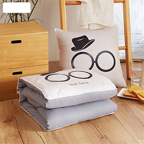 GonFan Viajes Manta Almohada Cojín Oficina de Cristal de Terciopelo Impreso Almohada edredón edredón de múltiples Funciones del Coche de la Empresa sorteo de Regalos (Color : E, Size : 40x40cm)