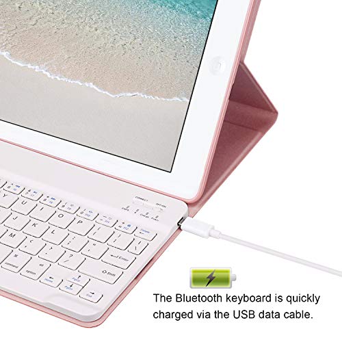 GOOJODOQ Funda de Teclado para iPad 2017/2018 9.7/ iPad Air, Cubierta de Soporte TPU Suave+Teclado