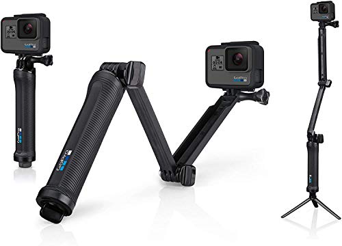 GoPro 3-Way- Soporte portátil para cámara GoPro (hasta 50.8cm), Color Negro + AmazonBasics - Estuche de Transporte para GoPro - Pequeño