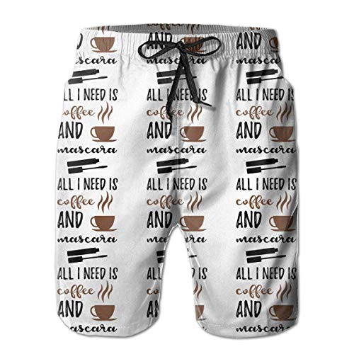 Gorgasy Todo lo Que Necesito es café y rímel. Pantalones de Playa para Hombre Shorts de baño de Secado rápido XL