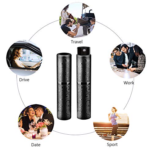 Gotofine Botellas de Perfume del Atomizador del Perfume, Mini Botella Recargable Portátil del Aerosol del Viaje 5ml, Embudo & Cuentagotas Incluidos (Negro)