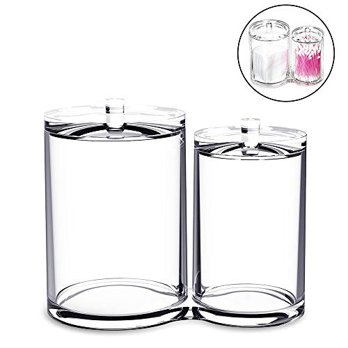 gotyou 2 en 1 Botella de Almacenamiento Cilíndrica,Caja de Acrílico Transparente con Tapa,Caja de Almacenaje para Bastoncillo de Algodón,Contenedor de Almacenamiento para Baño,Familia Oficina