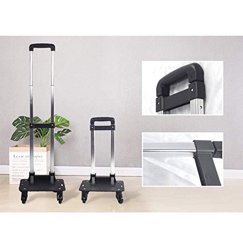 GQQ Carrito para Uso General Carrito de Compras Plegable para Comestibles, Carrito para Dos Manos de Empujar Y Tirar de 4 Ruedas, Bolsa de Compras Desmontable, Palanca Telescópica, Rotación de 360 ​​