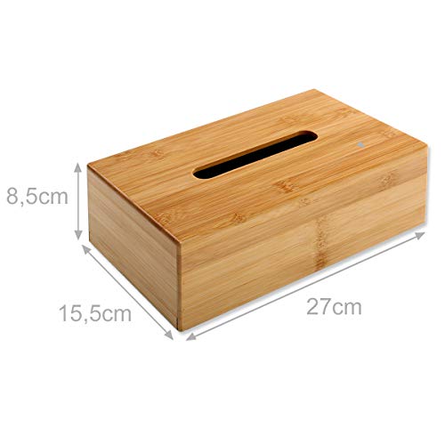 Gräfenstayn® Caja de pañuelos cosméticos de bambú con Fondo extraíble (27,5 x 15,5X 8,5cm) para pañuelos comerciales como dispensador de Toallas de Papel