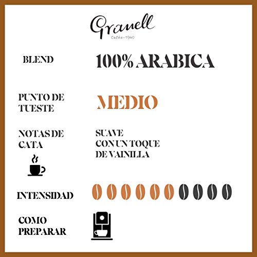 Granell Cafes-1940 - Aromas - Espresso Vainilla | Capsulas Compatibles Nespresso 100% Café Arabica - 10 Cápsulas de Café Compostables