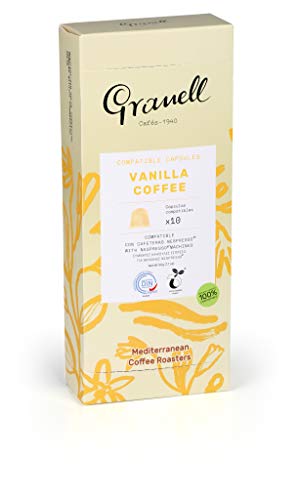 Granell Cafes-1940 - Aromas - Espresso Vainilla | Capsulas Compatibles Nespresso 100% Café Arabica - 10 Cápsulas de Café Compostables