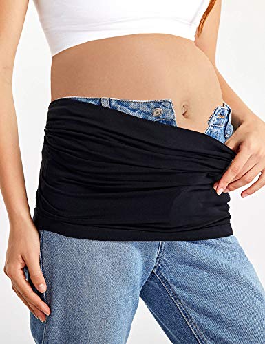 Gratlin Cinturón de Maternidad Embarazada y Extensor de Cintura Sin Costura Negro L