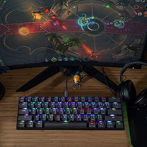 Grborn MOTOSPEED CK61 RGB Teclado mecánico para Juegos OUTMU Interruptores Rojos Teclado 61 Teclas Anti-Efecto Fantasma con luz de Fondo para Juegos Negro