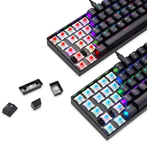 Grborn MOTOSPEED CK61 RGB Teclado mecánico para Juegos OUTMU Interruptores Rojos Teclado 61 Teclas Anti-Efecto Fantasma con luz de Fondo para Juegos Negro