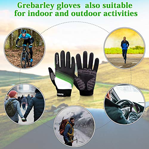 Grebarley Guantes de Ciclismo Bicicleta Montaña-Acolchados Bicicleta de Carretera de Hombres Mujeres Antideslizante Pantalla Táctil (L)