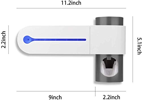 GreenAppoint Cepillo de dientes esterilizador UV, Cepillo de dientes desinfectante Holder, pasta de dientes automático dispensador, 5 Cepillo de dientes esterilizador del soporte con la etiqueta engom