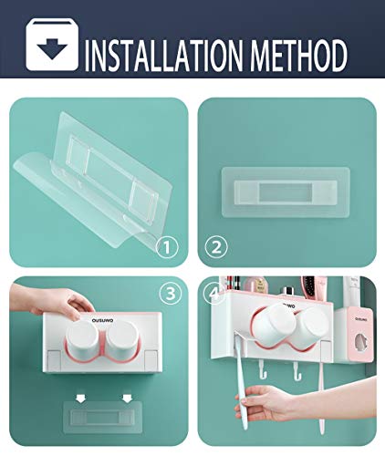 GreenAppoint Los titulares de cepillo de dientes de montaje en pared no profundizar titular cepillar los dientes Adhesivo Wash-cuadro Organizador Cepillos de dientes colgantes con las tazas for los am