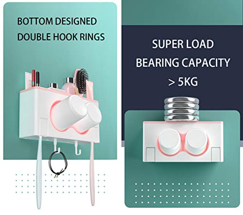 GreenAppoint Los titulares de cepillo de dientes de montaje en pared no profundizar titular cepillar los dientes Adhesivo Wash-cuadro Organizador Cepillos de dientes colgantes con las tazas for los am