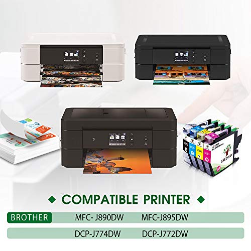 GREENSKY LC3213 LC-3213 Cartucho de Tinta de Repuesto Compatible con Brother MFC-J890DW MFC-J895DW MFC-J497DW DCP-J772DW J572DW J774DW 4 Paquete (1 Negro, 1 Cian, 1 Magenta, 1 Amarillo)